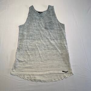 Ocean Current Tank Top Women's L Gray Striped Sleeveless Pocket Hi Low Hem